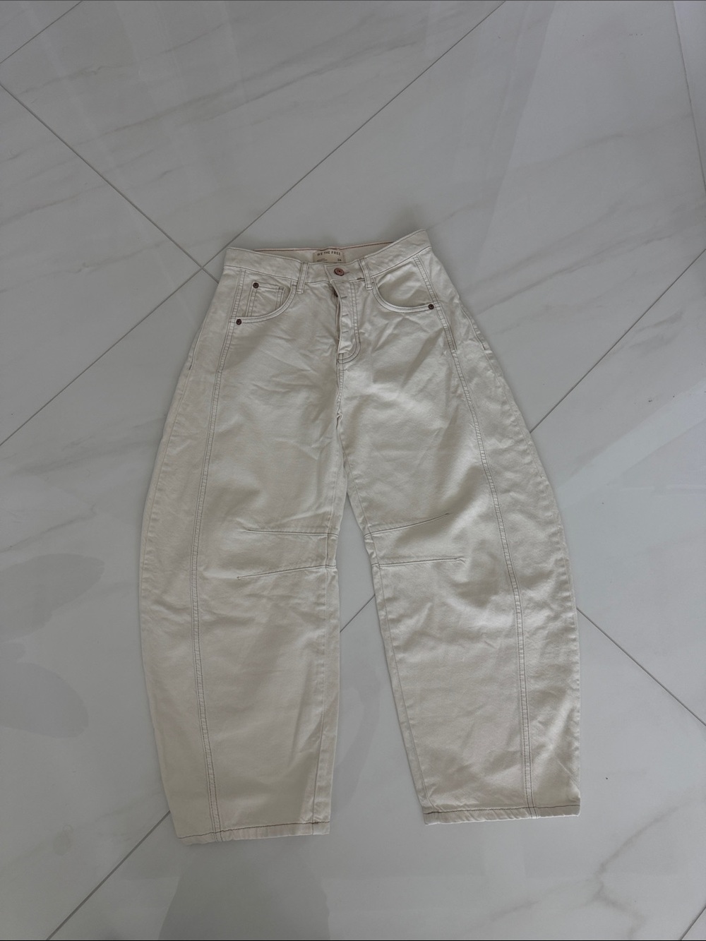 We The Free Cream High-Rise Wide Leg Jeans